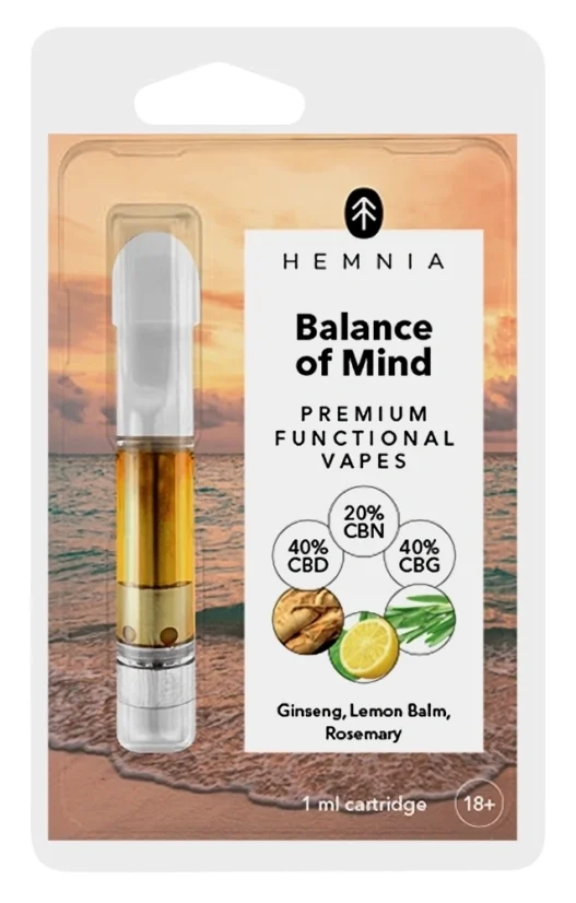 Balance of Mind - Cartridge, CBD, CBG, CBN, ginseng, lemon balm, rosemary, 1 ml