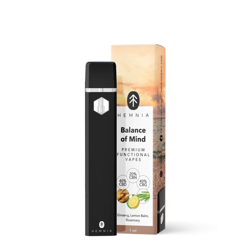 Balance of Mind - Premium funktionell CBD-, CBG- och CBN-vapepenna, ginseng, citronmeliss, rosmarin, 1 ml