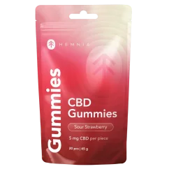 CBD Gumijas, Skaba zemenu, 100mg CBD, 20 gab. x 5mg, 45g