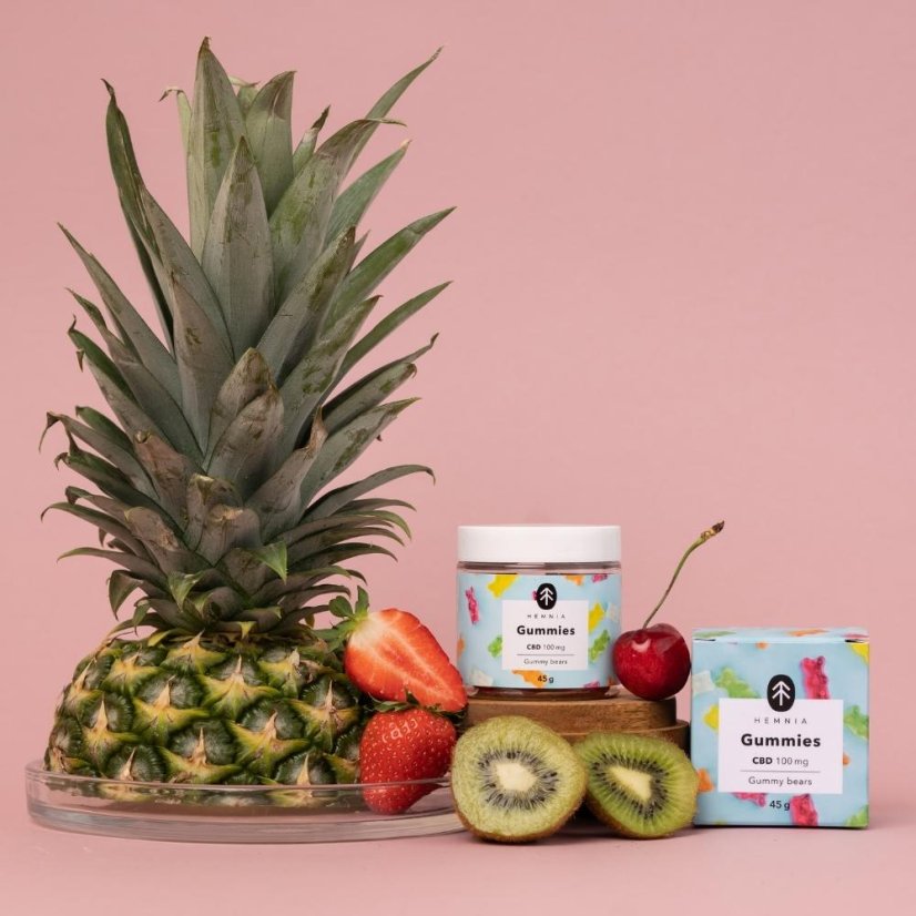 CBD Gummies Gumowe żelki, wiśnia, kiwi, ananas, truskawka, 100 mg CBD, 20 sztuk x 5 mg, 45 g