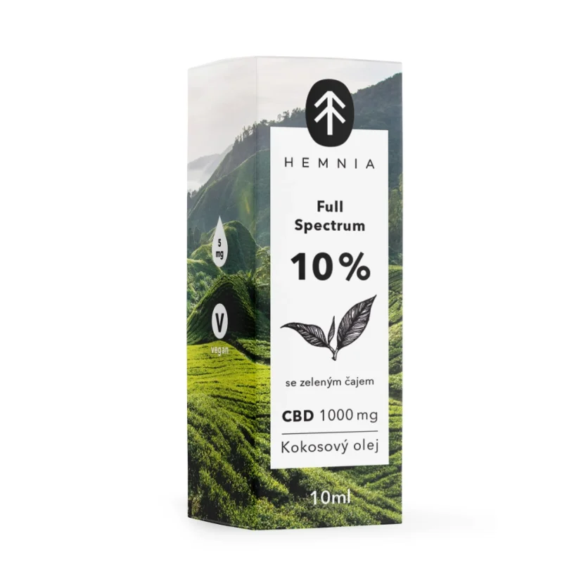Full Spectrum CBD kokosolie 10%, 1000 mg, 10 ml met groene thee smaak