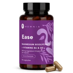 Hemnia Ease, бісгліцинат магнію, вітамін D3 та B6, 90 капсул