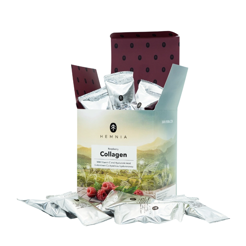 Bevanda al collagene al lampone con acido ialuronico, 6000 mg di collagene per bustina, 30 bustine