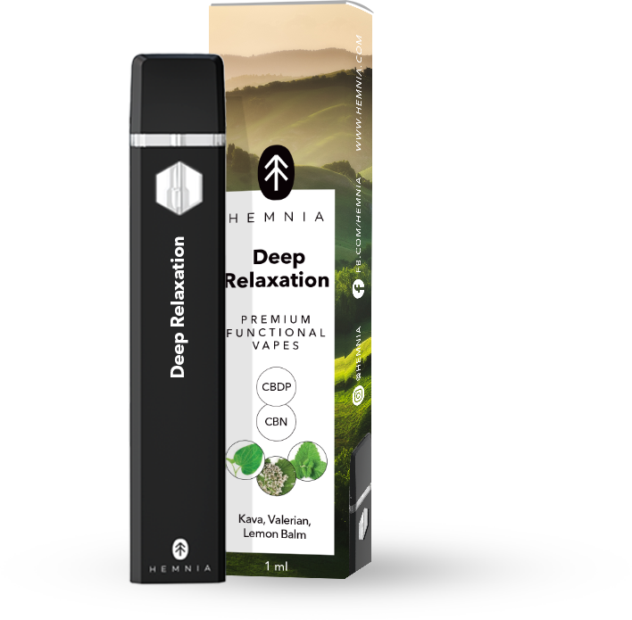 Deep Relaxation - Premium Functional CBDP and CBN Vape Pen, Kava, Valerian, Lemon Balm, 1ml
