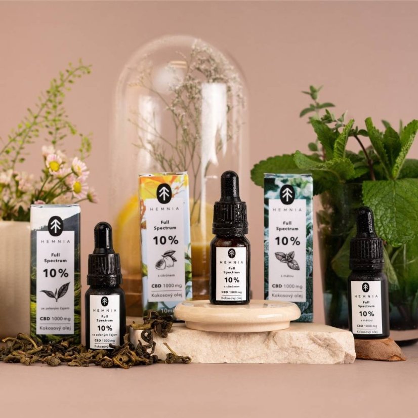 Täyden spektrin CBD-kookosöljy 10%, 1000 mg, 10 ml vihreän teen makuisena