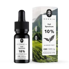 Full Spectrum CBD Kokosový olej 10%, 1000 mg, 10 ml - zelený čaj