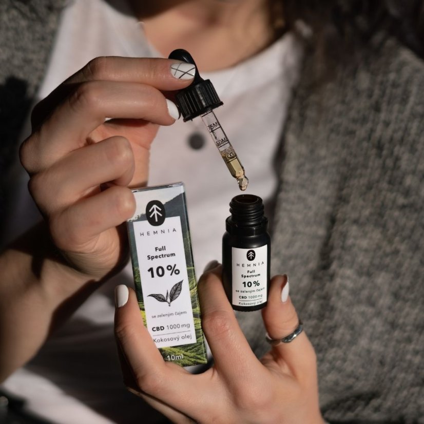 Täyden spektrin CBD-kookosöljy 10%, 1000 mg, 10 ml vihreän teen makuisena