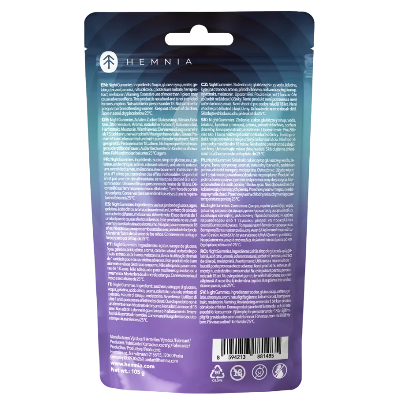 Hemnia Sleep Gummies CBN + CBD + Melatonin, 30 pcs, 105g