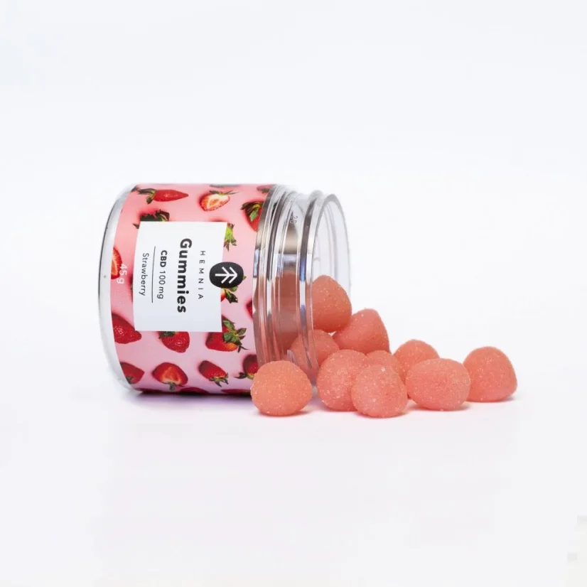 CBD Gummies, Zure Aardbei, 100mg CBD, 20 stuks x 5mg, 45g