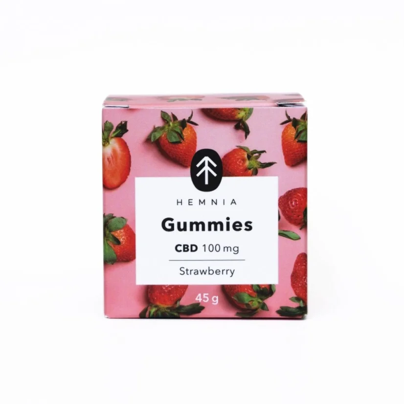 CBD Gummies, Zure Aardbei, 100mg CBD, 20 stuks x 5mg, 45g
