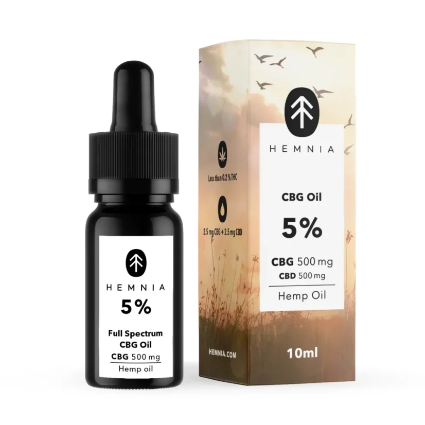 Fuldspektret smertelindrende CBG-olie - 5 % CBG, 5 % CBD, 500 mg, 10 ml