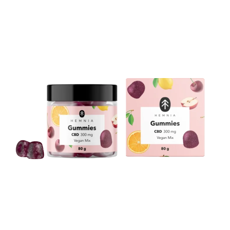 CBD veganske gumene bombone, voćna mješavina, 300 mg CBD, 30 komada x 10 mg, 80 g.