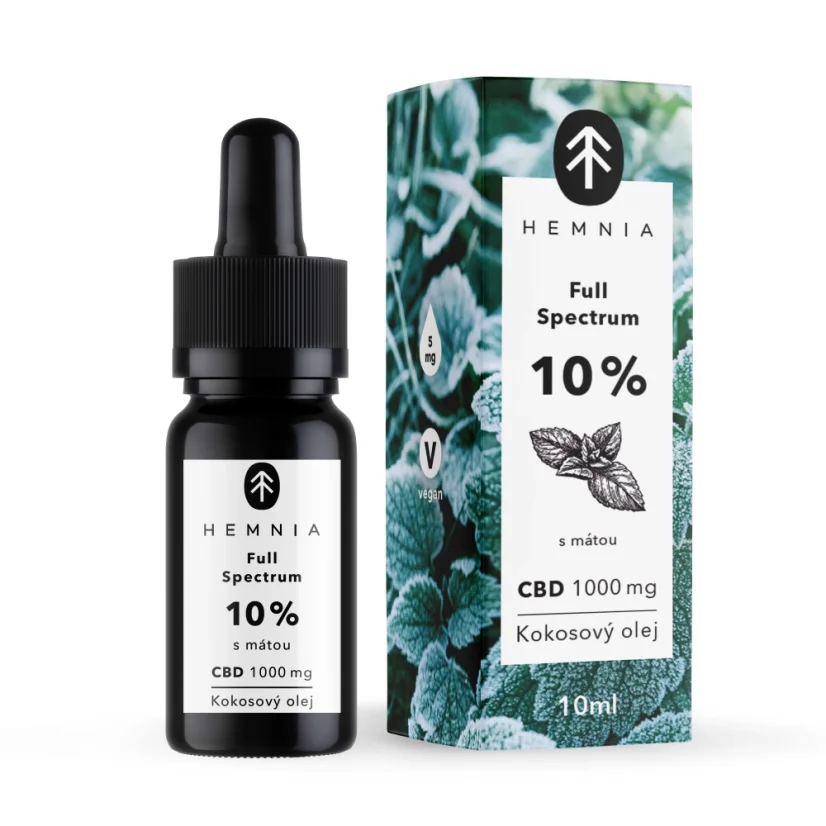 Full spectrum CBD Coconut oil 10%, 1000 mg, 10 ml with mint flavour