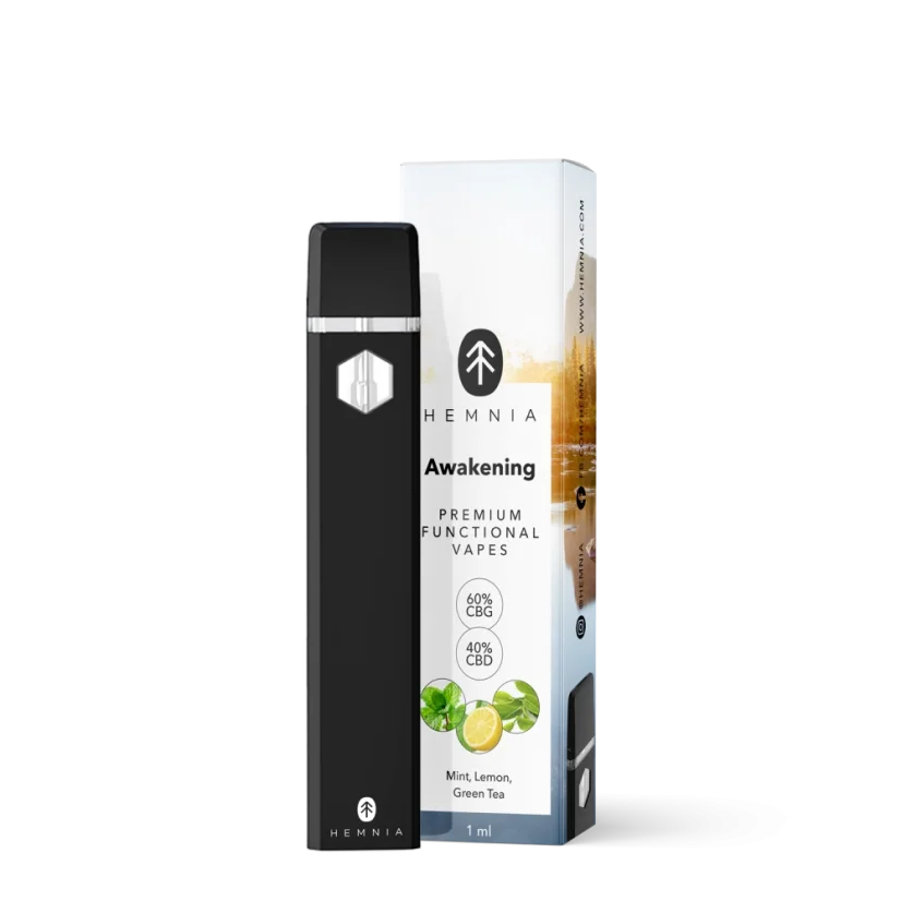 Awakening - Premium Functional CBG and CBD Vape Pen, lemon, mint, green tea, 1 ml