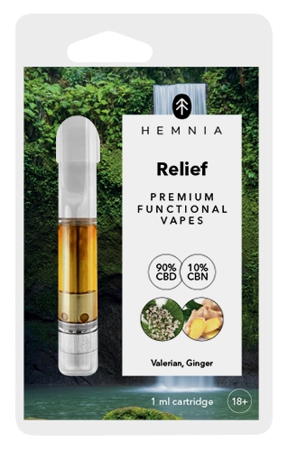 Relief CBD Cartridge, CBD, CBN, kozlík lékařský, zázvor, 1 ml