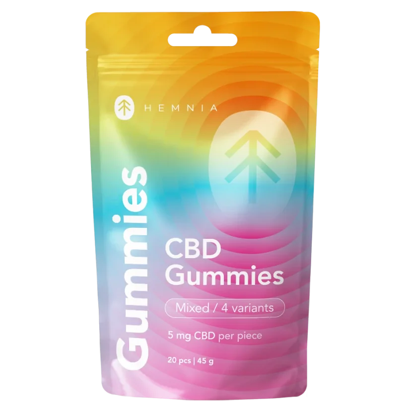 CBD gumové bonbóny, třešeň, kiwi, ananas, jahoda, 100 mg CBD, 20 ks x 5 mg, 45 g