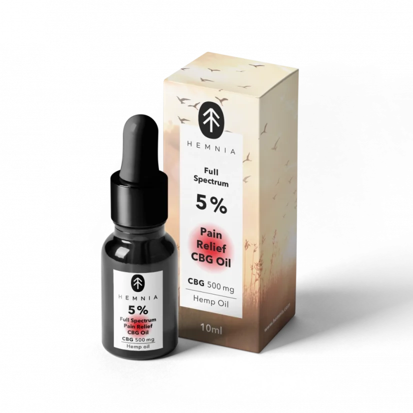 Pilna spektra pretsāpju CBG eļļa - 5 % CBG, 5 % CBD, 500 mg, 10 ml