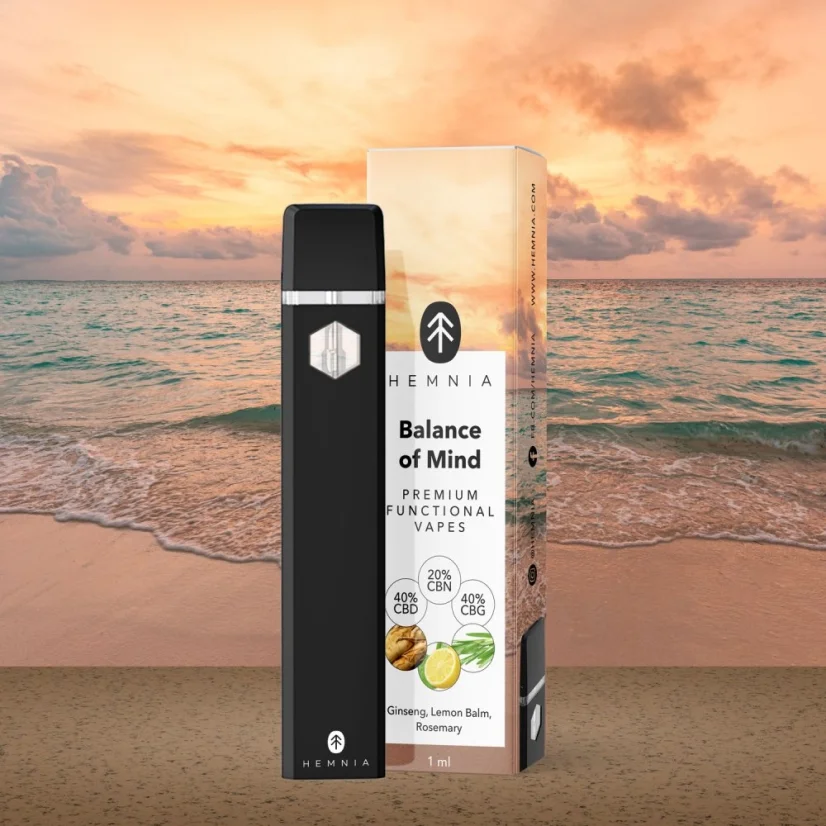 Balance of Mind - Premium funktionell CBD-, CBG- och CBN-vapepenna, ginseng, citronmeliss, rosmarin, 1 ml
