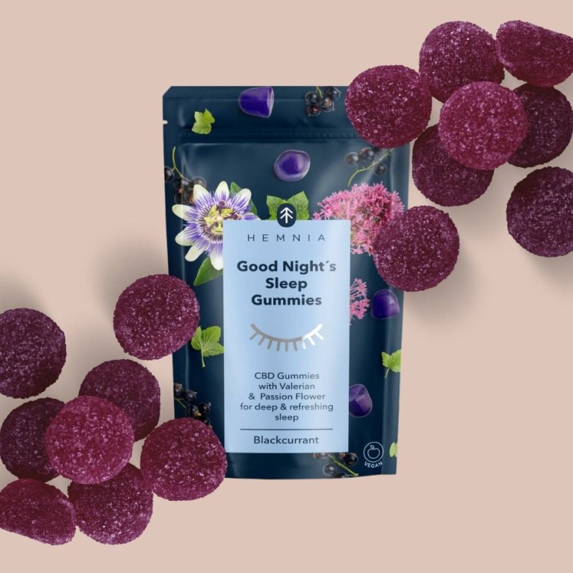 Good Night´s Sleep Gummies - 300 mg CBD, 30 vnt. x 10 mg - papildas geresniam miegui su valerijonais, pasiflora ir CBD